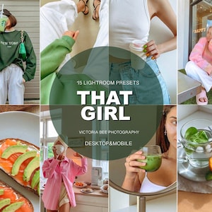 15 THAT GIRL Lightroom Presets, Aesthetic Clean Filter, Natural Tones Presets, Everyday Instagram Editing, Lifestyle Presest