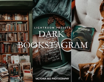 Dark Bookstagram Presets für Mobile und Desktop Lightroom, Moody Academia Presets, Bookish Filter für Instagram