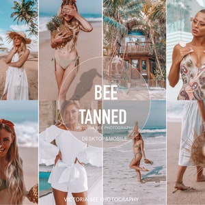 5 BEE TANNED Lightroom mobile presets / instagram influencer filter / summer preset / tan preset