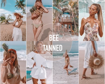 5 BEE TANNED Lightroom mobile presets / instagram influencer filter / summer preset / tan preset