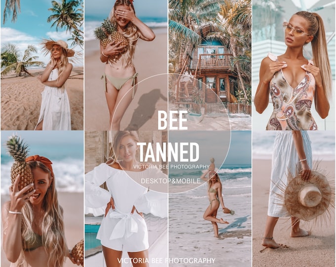 5 BEE TANNED Lightroom mobile presets / instagram influencer filter / summer preset / tan preset