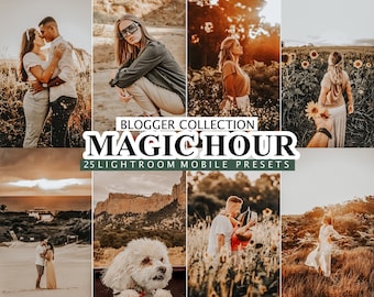 25 Mobile and Desktop Lightroom Presets, Magic Hour presets, Autumn Golden Lightroom Preset, Warm Instagram Filter