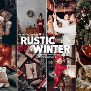 25 préréglages Lightroom Rustic Winter, filtre de saison des fêtes pour tous les jours, préréglages de Noël, tons sombres Moody