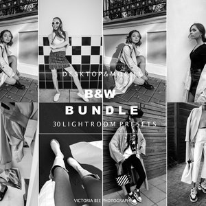 30 Lightroom Presets Black and White, Monochrome Presets for Mobile and Desktop Lightroom, BW Aesthetic Presets, Black White Film