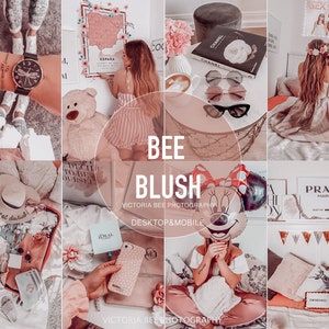 5 Mobile Lightroom Preset BEE BLUSH / Lightroom Mobile Presets for Instagram Bloggers/  PINK Preset / Influencer Lightroom Lifestyle preset