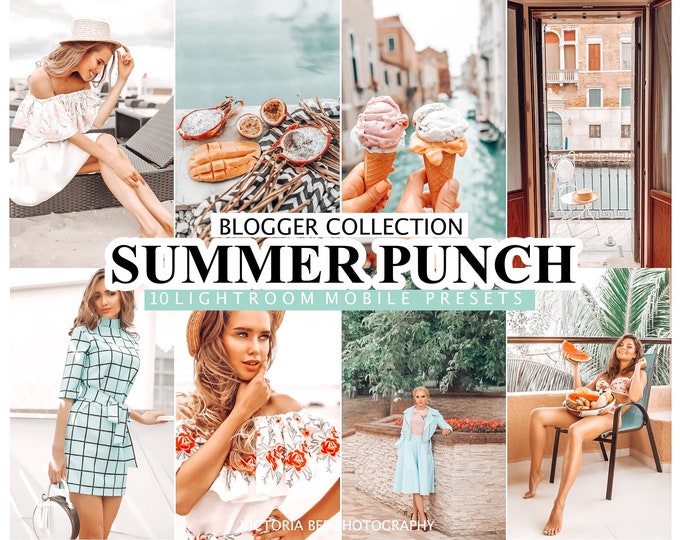 10 Lightroom Presets SUMMER PUNCH For Mobile and Desktop Lightroom /  Instagram Blogger Presets / Summer Preset Photo Editing