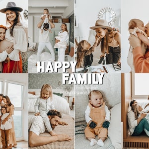 15 Happy Family Presets, Lightroom Presets for Home Mom Blogger, Photo Editing Filter for Instagram, Motherhood Preset
