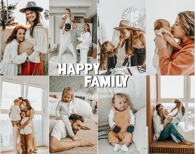 15 Happy Family Presets, Lightroom Presets for Home Mom Blogger, Photo Editing Filter for Instagram, Motherhood Preset