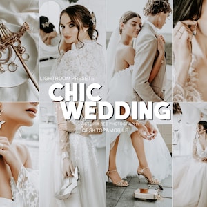 15 Lightroom Presets Wedding Chic, Bridal Presets for Photographers, Couple Engagements Presets, Professional Wedding Filter