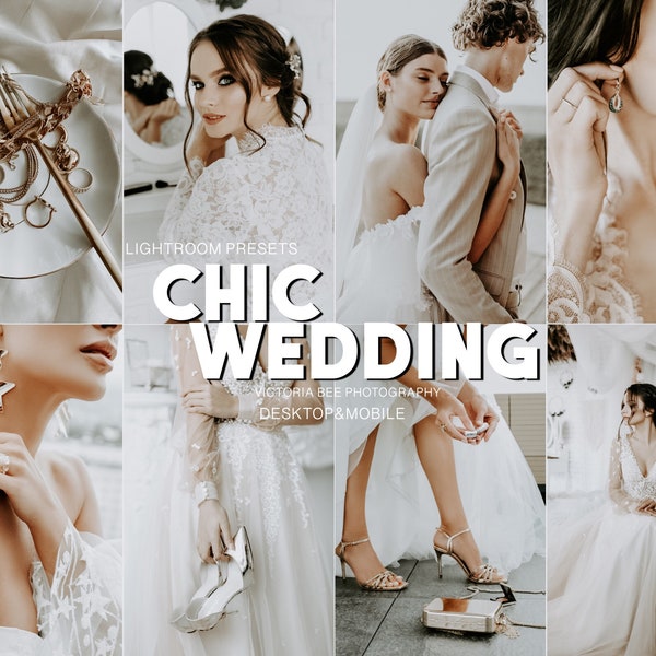 15 Lightroom Presets Wedding Chic, Bridal Presets for Photographers, Couple Engagements Presets, Professional Wedding Filter