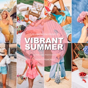 15 LIGHTROOM Presets Vibrant Summer, Natural Light Presets, Lifestyle Filter for Influencer, Blogger Travel Presets, Bright Presets