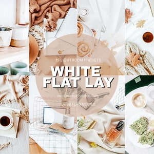 15 Lightroom Presets WHITE FLAT LAY, Natürliche Mobile Presets, Weißer Hintergrund Produktfotografie Presets, Saubere Töne