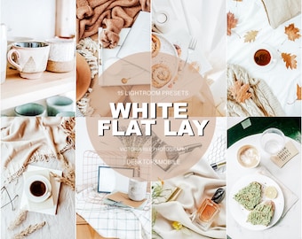 15 Lightroom Presets WHITE FLAT LAY, Natural Mobile Presets, White Background Product Photography Presets, Clean Tones