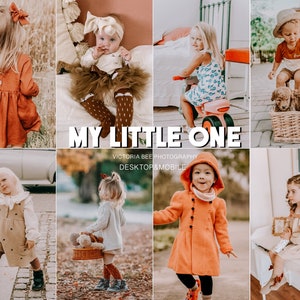 May include: A collage of photos featuring children in various settings. The photos are arranged in a grid pattern and feature a variety of poses and expressions. The photos are all in a warm, natural color palette and have a vintage feel. The text "My Little One" is superimposed over the photos.