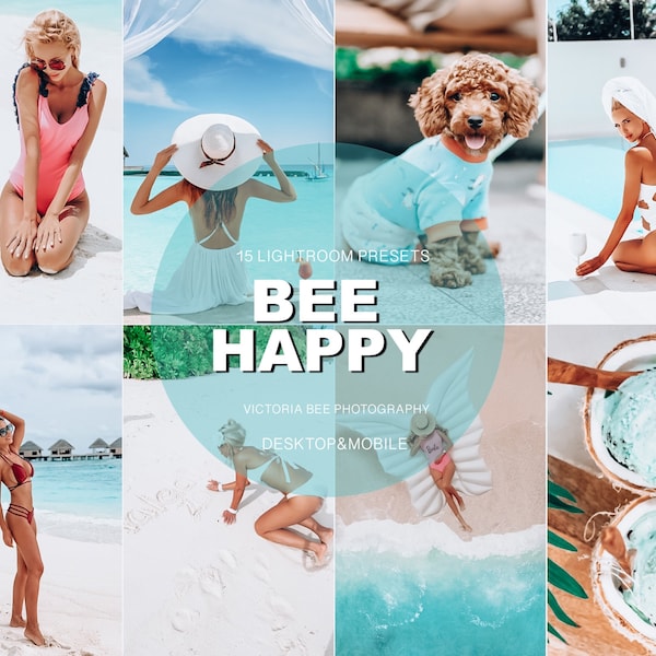 15 Lightroom Presets Bee Happy, Summer Presets, Blogger Presets, Light Bright Photo Filter, Vibrant Editing, Best PRESETS, Natural Preset