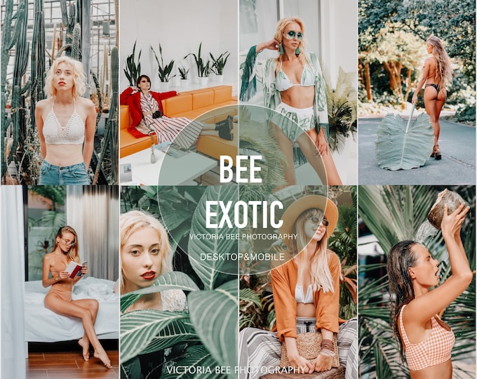 5 Mobile Lightroom Presets BEE EXOTIC Tropical Lightroom Preset, Summer Presets for Photo Editing, Instagram Filter