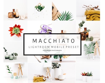 5 Lightroom Mobile Presets MACCHIATO, Clean Product Preset For Lightroom, Bright and Airy Minimal Lightroom Mobile Preset