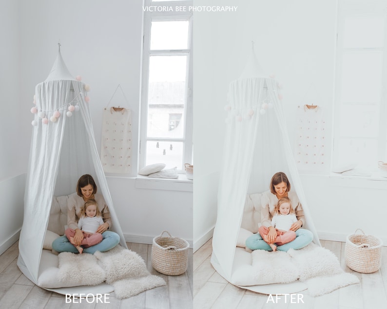 Pode incluir: Uma tenda tipi branca com um tapete branco e felpudo no interior. Uma mulher e uma crian&ccedil;a pequena est&atilde;o sentadas dentro da tenda, ambas vestidas com roupas casuais. A tenda &eacute; decorada com pompons cor-de-rosa.