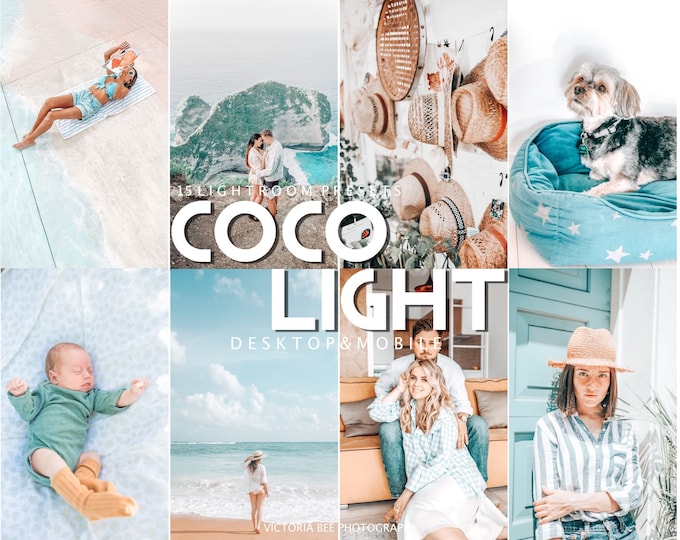 15 Light Mobile Lightroom Presets Coco Light, Desktop and Mobile Instagram Filter For Bloggers, Light and Airy Preset, Photo editing