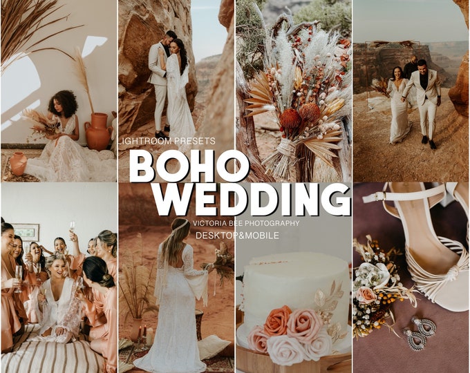 15 Lightroom Presets BOHO WEDDING, Couple Engagement Mobile Presets, Bohemian Presets, Light Warm Filter For Mobile and Desktop Lightroom