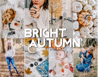 20 Presets Lightroom Bright Autumn, Fall presets , Mobile Presets for Lightroom, Light Blogger Fall Presets