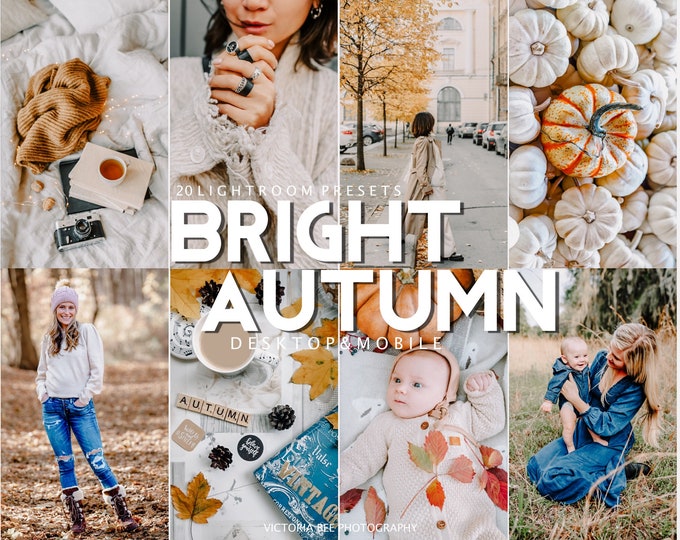 20 Presets Lightroom Bright Autumn, Fall presets , Mobile Presets for Lightroom, Light Blogger Fall Presets