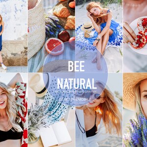 5 Mobile LIGHTROOM Presets BEE NATURAL, Helle Fotofilter, Natürliche Voreinstellungen, Natürliche Töne Lightroom Preset, True Color Instagram Presets
