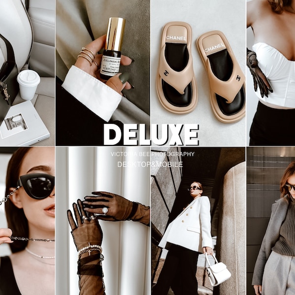 15 Lightroom Mobile & Desktop Presets DELUXE, Minimal Fashion Presets, Luxury Instagram Filter, Aesthetic Glamour Tones