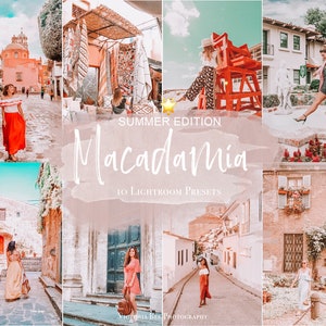 10 Mobile Lightroom Presets MACADAMIA, Instagram Filter, Travel Presets for Influencer, Lifestyle Blogger Collection