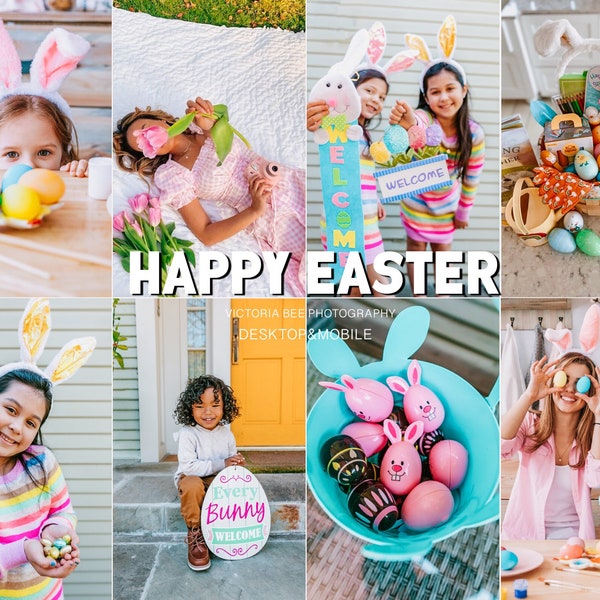 15 ajustes preestablecidos de Lightroom Feliz Pascua, ajustes preestablecidos de primavera, ajustes preestablecidos brillantes y aireados, filtro familiar ligero y aireado para Instagram