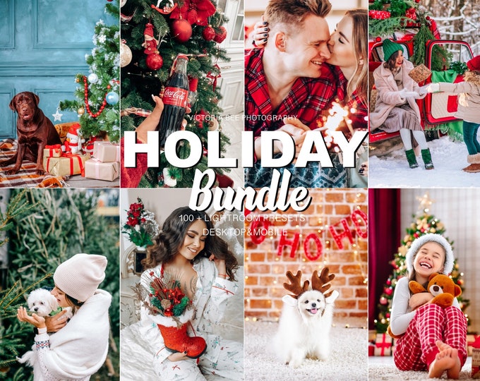 100 + Lightroom Presets Bundle for Holidays, Christmas Winter Preset, Natural Filter, Bright Lifestyle