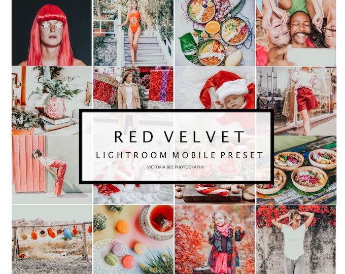 5 Lightroom Mobile Presets RED VELVET Bright Holiday Lightroom Preset Christmas Photos Editing