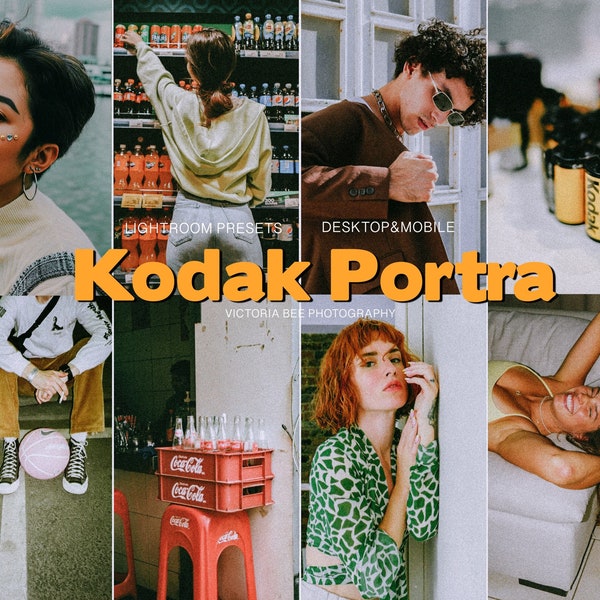 15 préréglages Lightroom KODAK PORTRA pour filtre rétro vintage mobile et de bureau, préréglages de grain, préréglage de film analogique pour Instagram