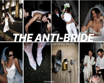 15 Mobile and Desktop presets The Anti-Bride, Wedding Aesthetic ,Trendy Flash Look, Film Inspired Preset, Portrait Filters with Dark  Tones