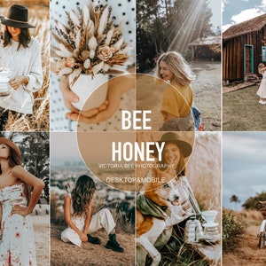 Könnte beinhalten: Eine Collage aus Bildern mit verschiedenen Lifestyle-Szenen, darunter eine Frau, die Kaffee gießt, ein Trockenblumenstrauß, eine lächelnde Frau, eine Holzhütte, eine Frau, die geht, eine Frau, die am Strand sitzt, eine Frau, die auf dem Boden sitzt, eine Frau mit einem Hund und eine Frau, die Fahrrad fährt. Der Text "BEE HONEY VICTORIA BEE PHOTOGRAPHY DESKTOP & MOBILE" ist in der Mitte der Collage dargestellt.