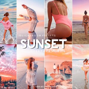 20 Sunset Mobile Lightroom Presets, Instagram Summer Presets, Influencer Filters for Blogger, Beach Sunset, Warm Summer Tones