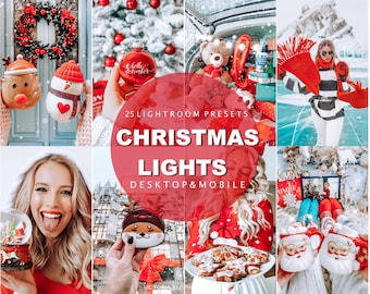 25 CHRISTMAS Presets for Lightroom, Holiday Mobile Presets, Festive Presets, Winter Instagram Filter, Mobile and Desktop
