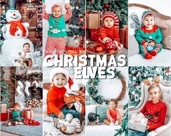 10 Mobile Lightroom Presets CHRISTMAS ELVES, Mobile Instagram Lightroom Presets, Lightroom Desktop Holiday Photo Filter, Winter Presets