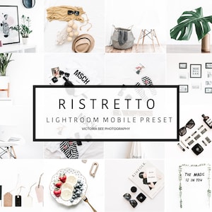 5 Lightroom Mobile Presets  RISTRETTO Minimalist Clear Bright Preset for Bloggers. Lightroom instagram preset