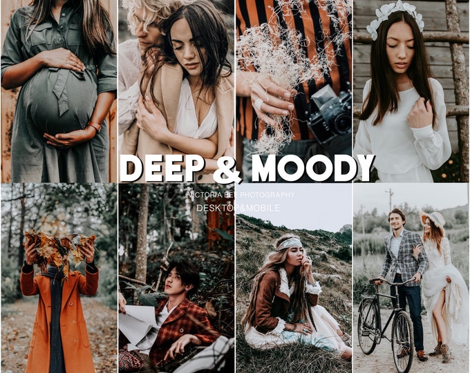 25 Lightroom Presets DEEP MOODY For Mobile and Desktop Lightroom, Moody and Rich Presets, Dark Instagram Filter, Travel Boho Preset