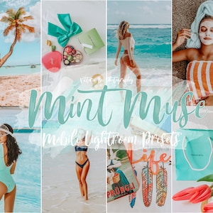 5 Bright Summer Lightroom Mobile Presets MINT MUSE Instagram filters Influencer Preset Travel presets Instagram Bloggers presets
