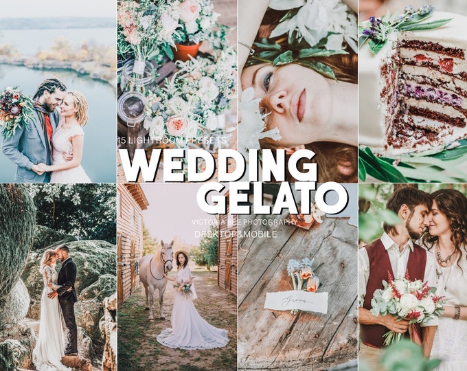 15 Mobile Lightroom Presets WEDDING GELATO, Mobile Bright and Light Presets, Desktop Wedding Presets, Airy presets