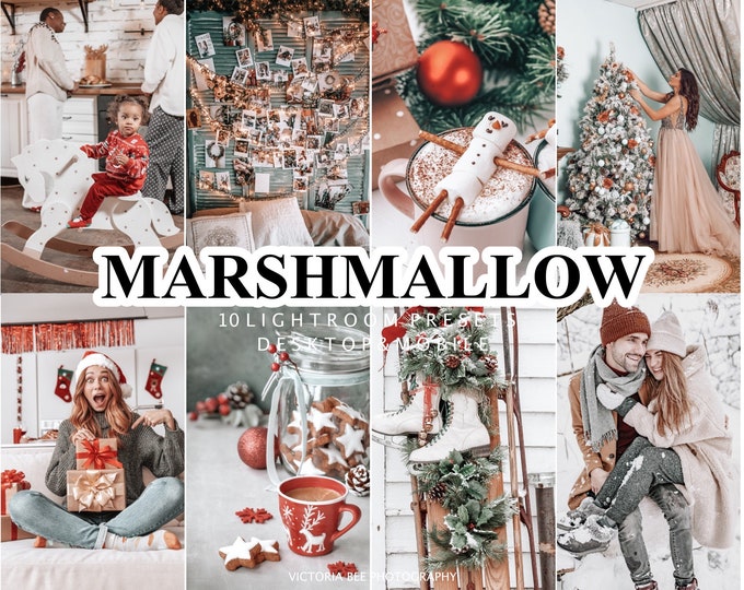 10 Mobile Presets Marshmallow, Christmas Presets for Lightroom, Bloggers Presets for Mobile and Desktop Lightroom, Holiday Winter presets