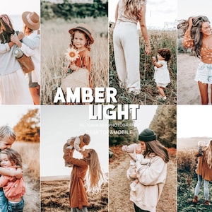10 Lightroom Presets AMBER LIGHT Natural Lifestyle Presets, Outdoor Warm Filter, Family Presets, Creamy Bohemian Presets