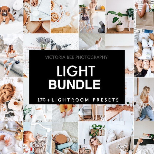 170 Light and Airy Lightroom Presets Bundle, Natürliche Mobile & Desktop Presets, Helles und Sauberes Instagram Preset, Ästhetische Filter
