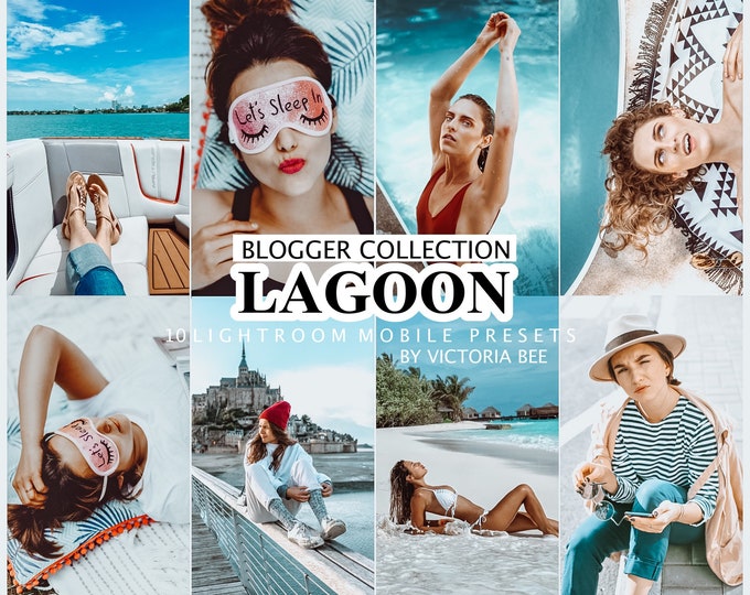 10 Mobile LIGHTROOM Presets BLUE LAGOON, Desktop Presets for Lightroom, Mobile Presets for Instagram, Photo Filter, Blue preset