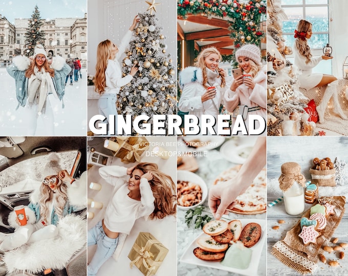 10 CHRISTMAS Presets, Mobile Lightroom preset Gingerbread, Winter Preset for Holidays, Filter for Instagram, Christmas preset, Photo Editing