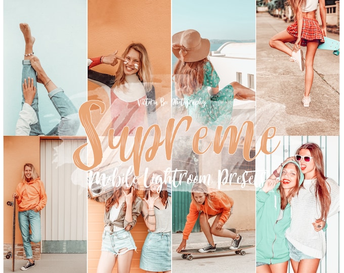 5  Summer mobile Presets SUPREME, Lightroom Mobile Presets,  Influencer Lightroom Presets Cohesive Instagram Aesthetic Presets