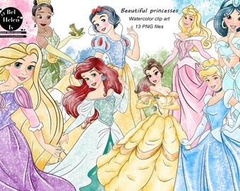 Princess watercolor clip art, Princess PNG download, Princess  download PNG. princess digital image PNG