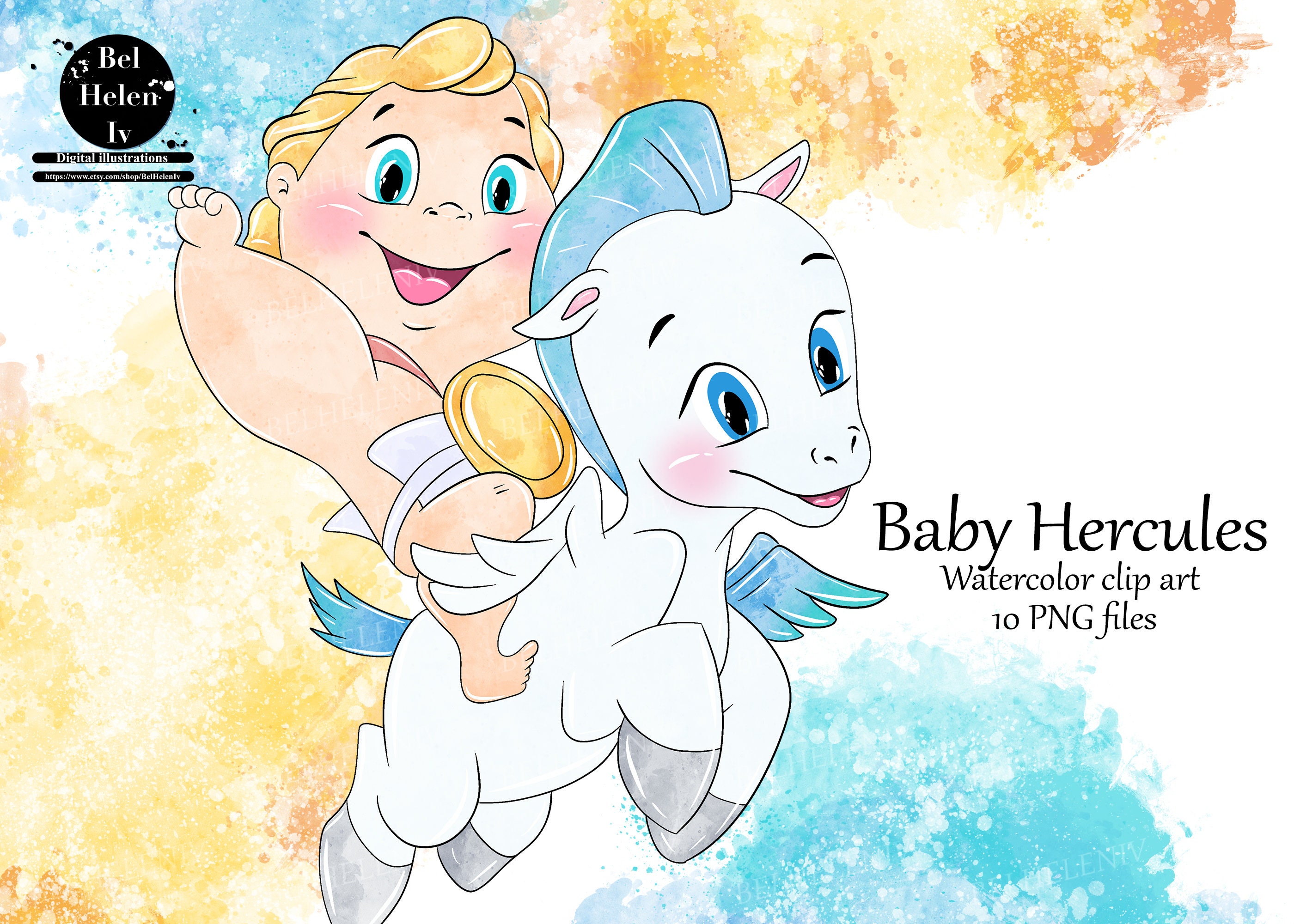 Baby Hercules clipart Hercules PNG watrcolor Hercules Etsy